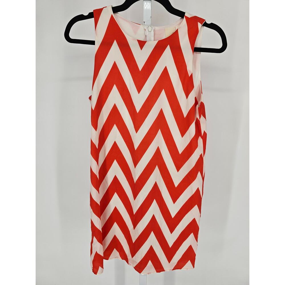 Francesca Womens Sz S Mini Dress Red White Chevron Print Sleeveless